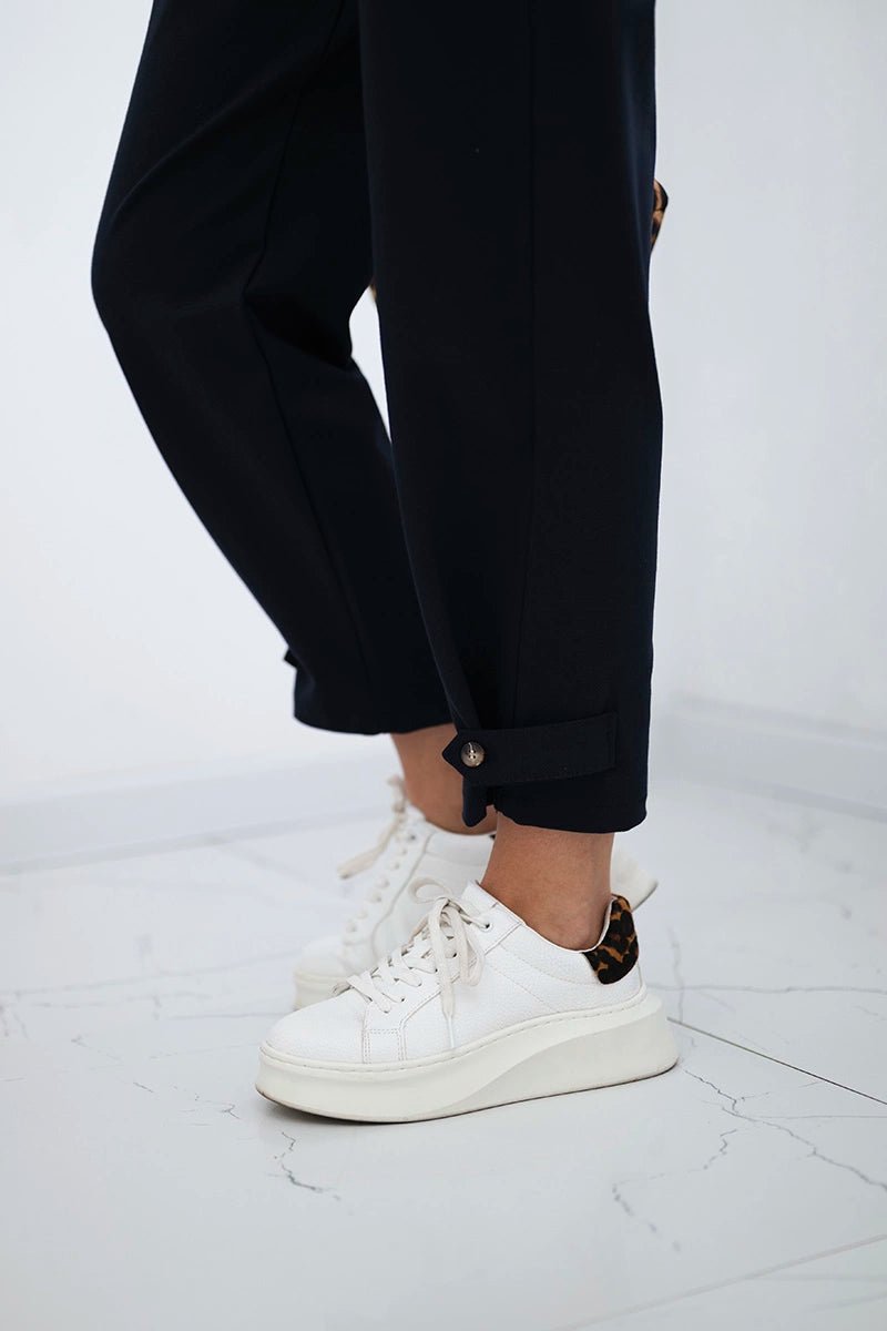 Punto trousers with leg closure 7048 / – Navy blue цвет / color | Lexline Fashion