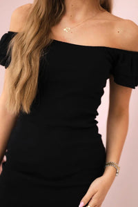 Ribbed dress with frills 9339 / – Black цвет / color | Lexline Fashion