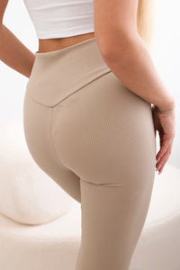Ribbed leggings 9429 / – Beige цвет / color | Lexline Fashion