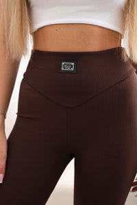 Ribbed leggings 9429 / – Brown цвет / color | Lexline Fashion