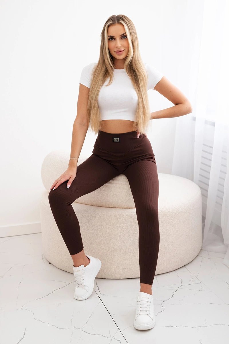 Ribbed leggings 9429 / – Brown цвет / color | Lexline Fashion