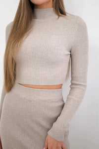 Ribbed Set Blouse + Skirt 7169 / – Dark || beige цвет / color | Lexline Fashion