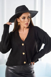 Ribbed sweater with buttons 24 - 11 / – Black цвет / color | Lexline Fashion