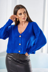 Ribbed sweater with buttons 24 - 11 / – Blue cornflower цвет / color | Lexline Fashion