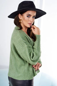 Ribbed sweater with buttons 24 - 11 / – Dark || Mint цвет / color | Lexline Fashion