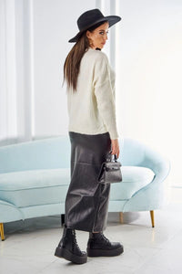 Ribbed sweater with buttons 24 - 11 / – Ecru цвет / color | Lexline Fashion