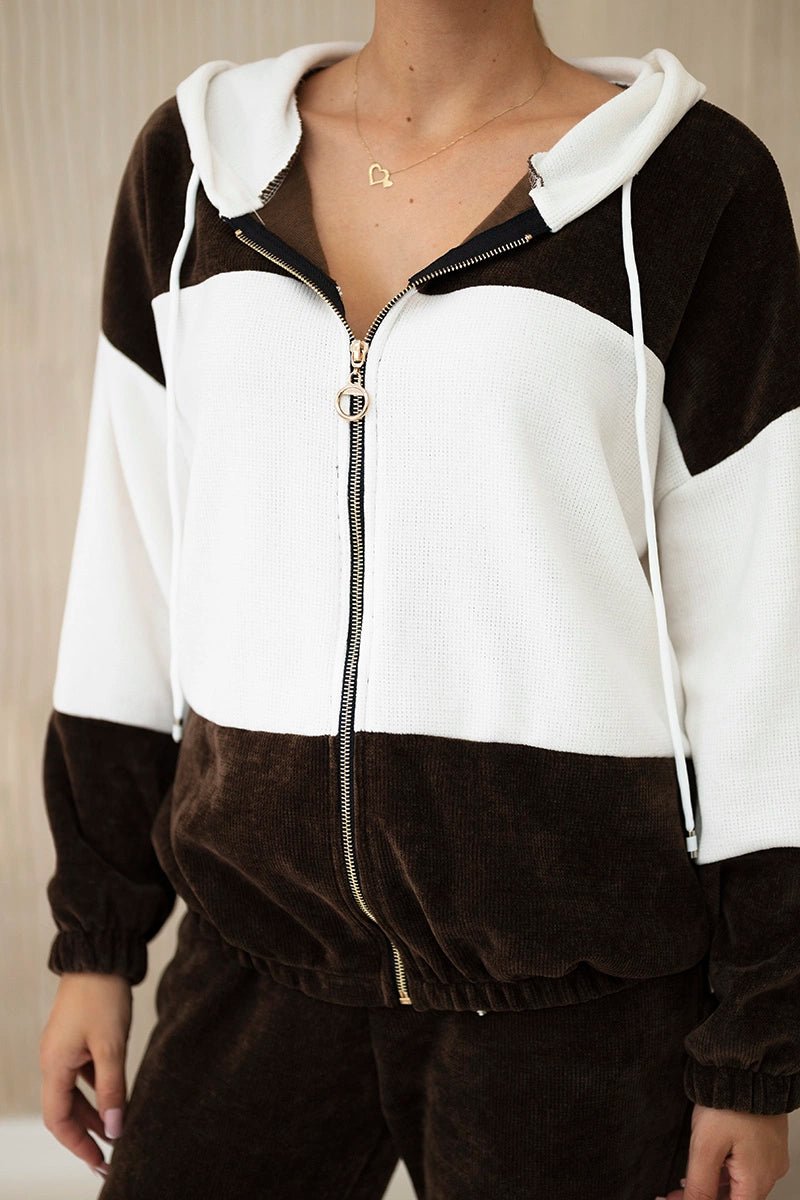 Ribbed velour set sweatshirt + trousers 6650 / – Brown цвет / color | Lexline Fashion