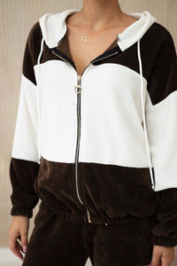 Ribbed velour set sweatshirt + trousers 6650 / – Brown цвет / color | Lexline Fashion