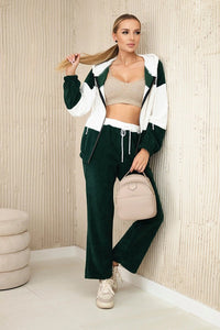 Ribbed velour set sweatshirt + trousers 6650 / – Dark || green цвет / color | Lexline Fashion