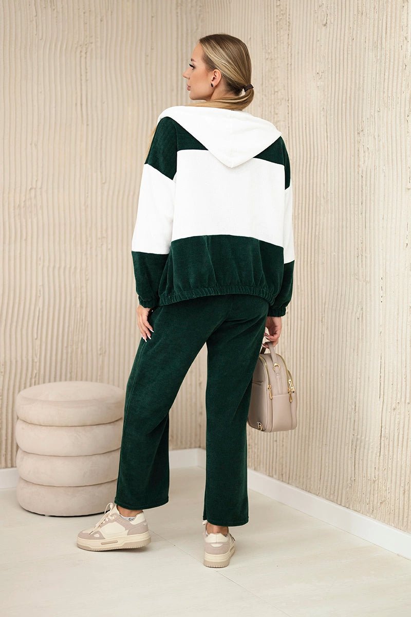 Ribbed velour set sweatshirt + trousers 6650 / – Dark || green цвет / color | Lexline Fashion