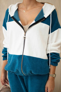 Ribbed velour set sweatshirt + trousers 6650 / – Marine цвет / color | Lexline Fashion
