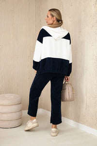 Ribbed velour set sweatshirt + trousers 6650 / – Navy blue цвет / color | Lexline Fashion