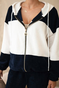 Ribbed velour set sweatshirt + trousers 6650 / – Navy blue цвет / color | Lexline Fashion