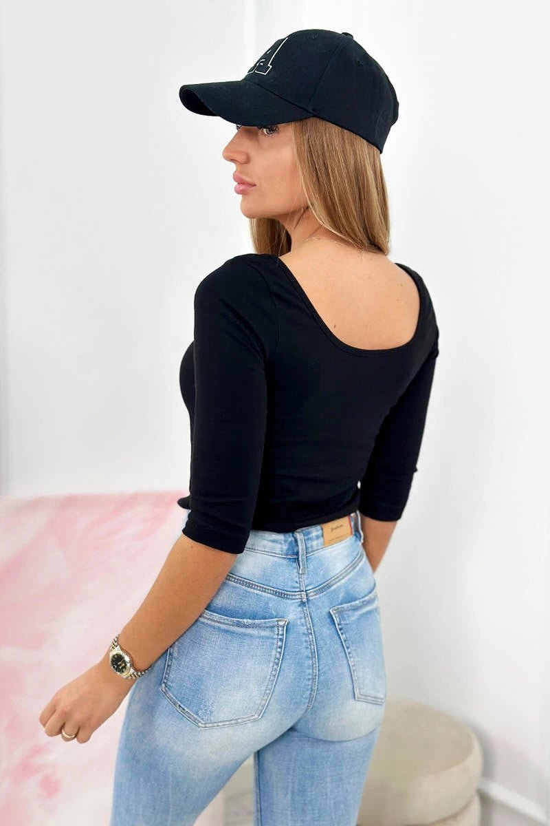 Round neckline blouse 8832 / – Black цвет / color | Lexline Fashion