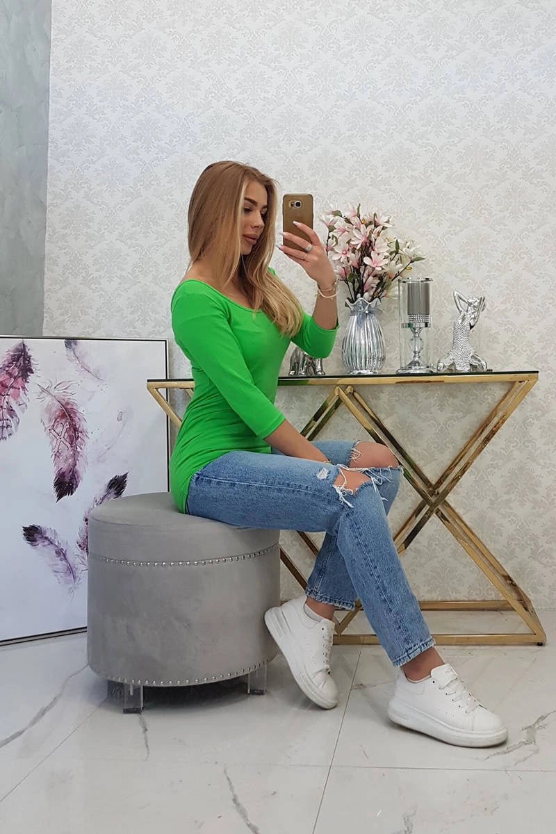 Round neckline blouse 8832 / – Green || Light цвет / color | Lexline Fashion