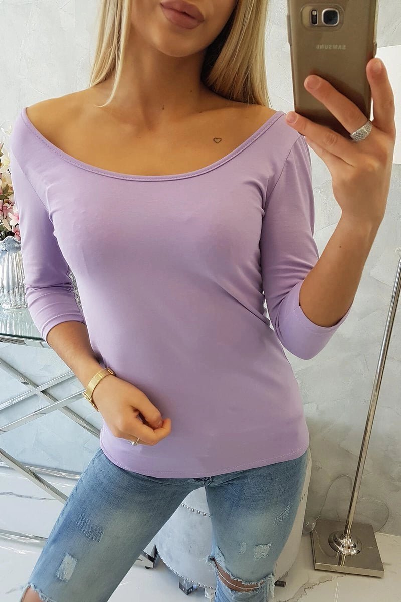 Round neckline blouse 8832 / – Purple цвет / color | Lexline Fashion