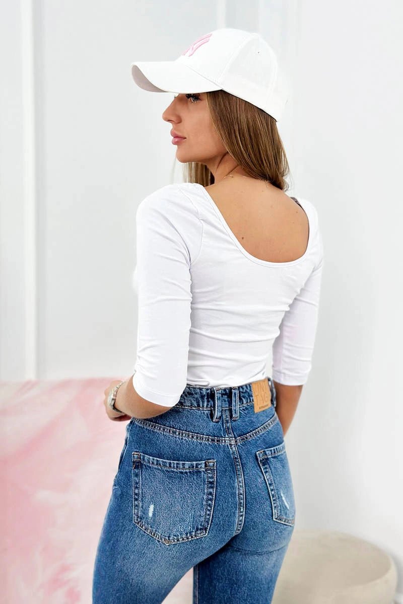Round neckline blouse 8832 / – White цвет / color | Lexline Fashion