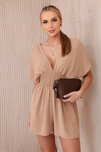 Ruffled jumpsuit ART3253 / – Camel цвет / color | Lexline Fashion