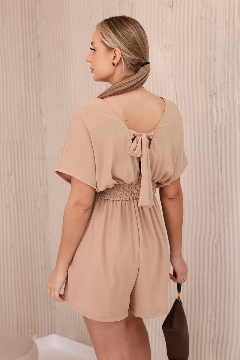 Ruffled jumpsuit ART3253 / – Camel цвет / color | Lexline Fashion