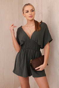 Ruffled jumpsuit ART3253 / – Khaki цвет / color | Lexline Fashion