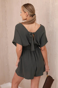 Ruffled jumpsuit ART3253 / – Khaki цвет / color | Lexline Fashion