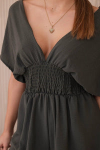 Ruffled jumpsuit ART3253 / – Khaki цвет / color | Lexline Fashion