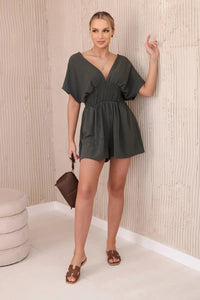 Ruffled jumpsuit ART3253 / – Khaki цвет / color | Lexline Fashion