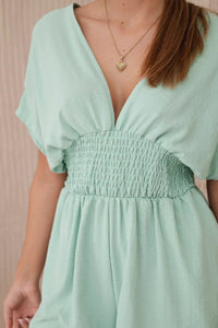 Ruffled jumpsuit ART3253 / – Mint || Dark цвет / color | Lexline Fashion