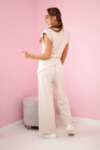 Set asymmetrical blouse + pants 7349 / – Beige цвет / color | Lexline Fashion