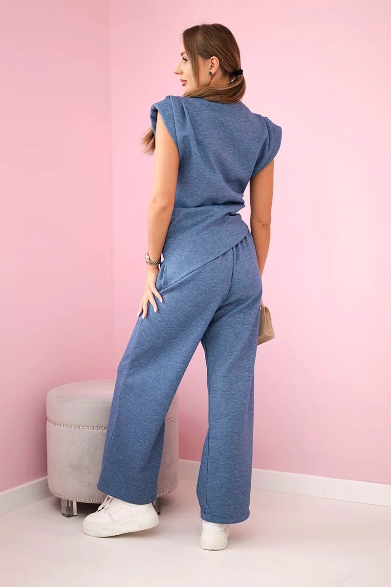 Set asymmetrical blouse + pants 7349 / – Jeans | Melange цвет / color | Lexline Fashion