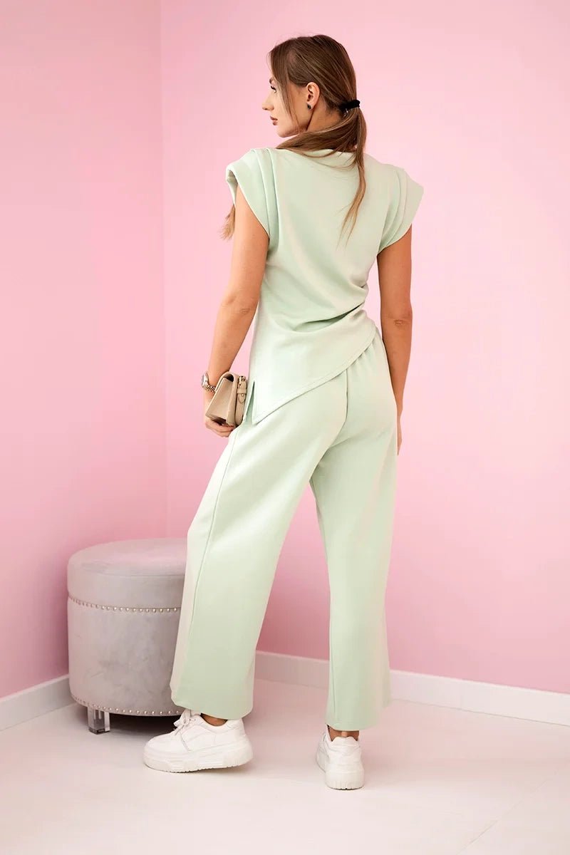 Set asymmetrical blouse + pants 7349 / – Mint || Light цвет / color | Lexline Fashion