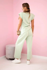 Set asymmetrical blouse + pants 7349 / – Mint || Light цвет / color | Lexline Fashion