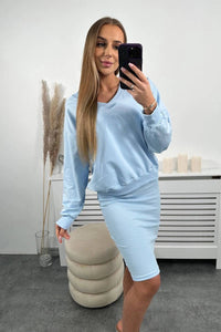 Set blouse + ribbed dress 9450 / – Blue цвет / color | Lexline Fashion