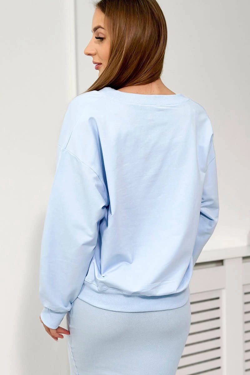 Set blouse + ribbed dress 9450 / – Blue цвет / color | Lexline Fashion