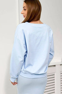 Set blouse + ribbed dress 9450 / – Blue цвет / color | Lexline Fashion