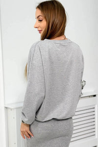 Set blouse + ribbed dress 9450 / – Gray цвет / color | Lexline Fashion