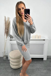 Set blouse + ribbed dress 9450 / – Gray цвет / color | Lexline Fashion