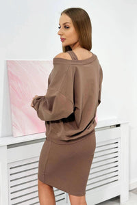 Set blouse + ribbed dress 9450 / – Mocca цвет / color | Lexline Fashion