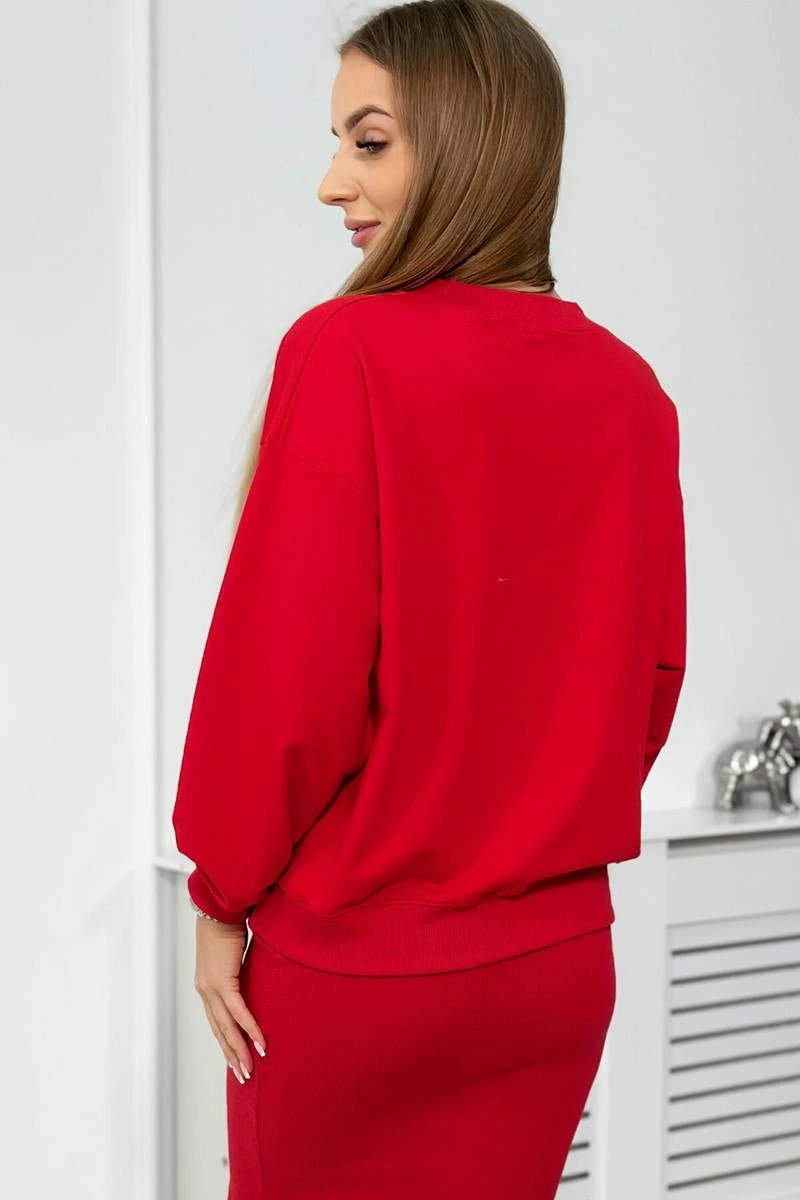 Set blouse + ribbed dress 9450 / – Red цвет / color | Lexline Fashion