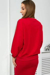 Set blouse + ribbed dress 9450 / – Red цвет / color | Lexline Fashion