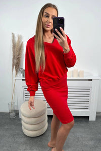 Set blouse + ribbed dress 9450 / – Red цвет / color | Lexline Fashion