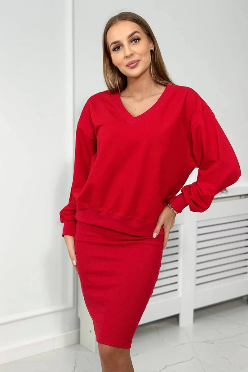 Set blouse + ribbed dress 9450 / – Red цвет / color | Lexline Fashion