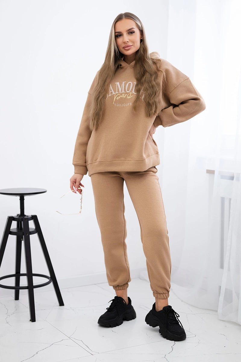 Set L'Amour hoodie and pants 9611 / – Camel цвет / color | Lexline Fashion