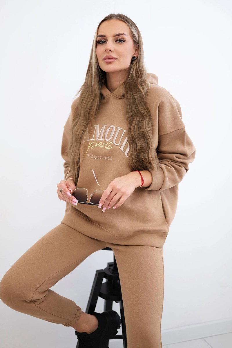 Set L'Amour hoodie and pants 9611 / – Camel цвет / color | Lexline Fashion