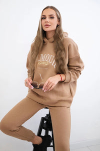 Set L'Amour hoodie and pants 9611 / – Camel цвет / color | Lexline Fashion