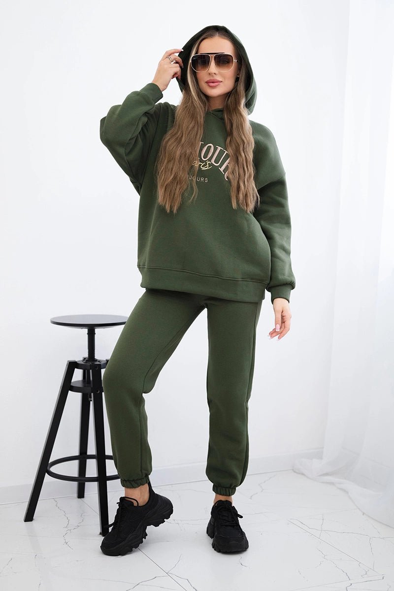 Set L'Amour hoodie and pants 9611 / – Khaki цвет / color | Lexline Fashion