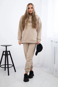 Set L'Amour hoodie and pants 9611 / – Light || Beige цвет / color | Lexline Fashion