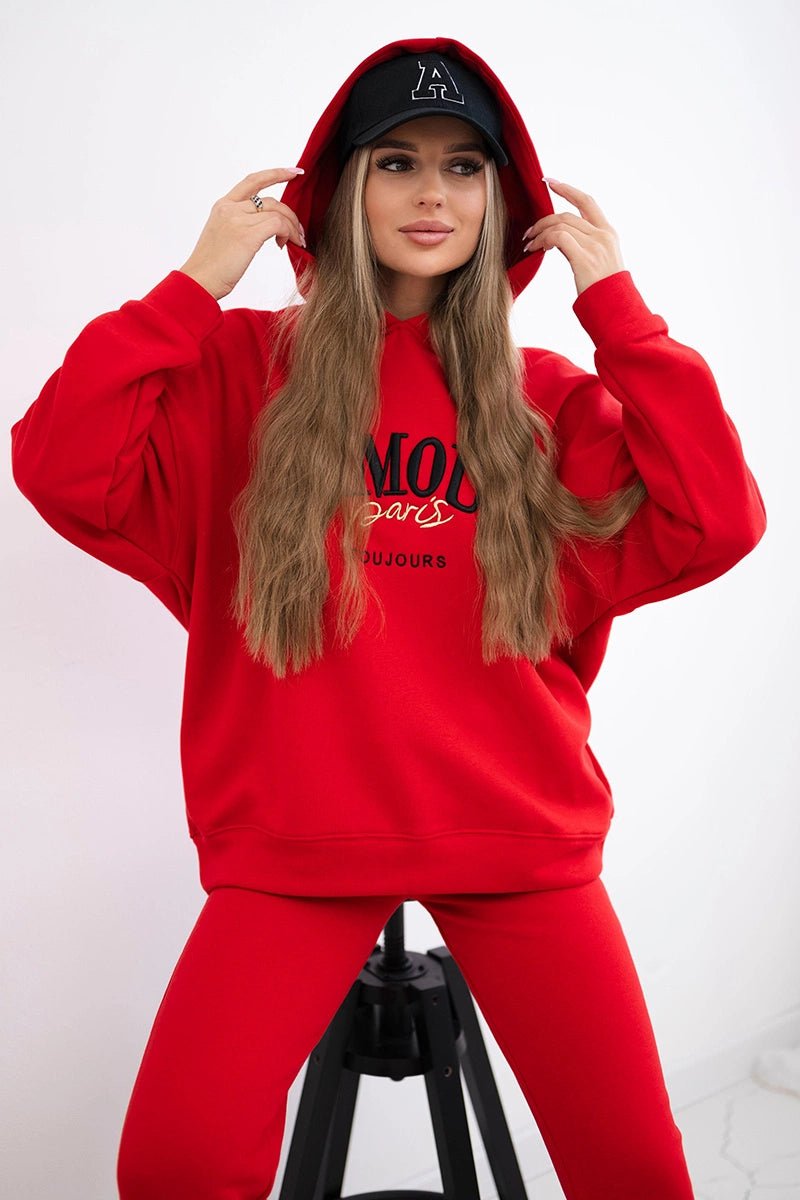 Set L'Amour hoodie and pants 9611 / – Red цвет / color | Lexline Fashion