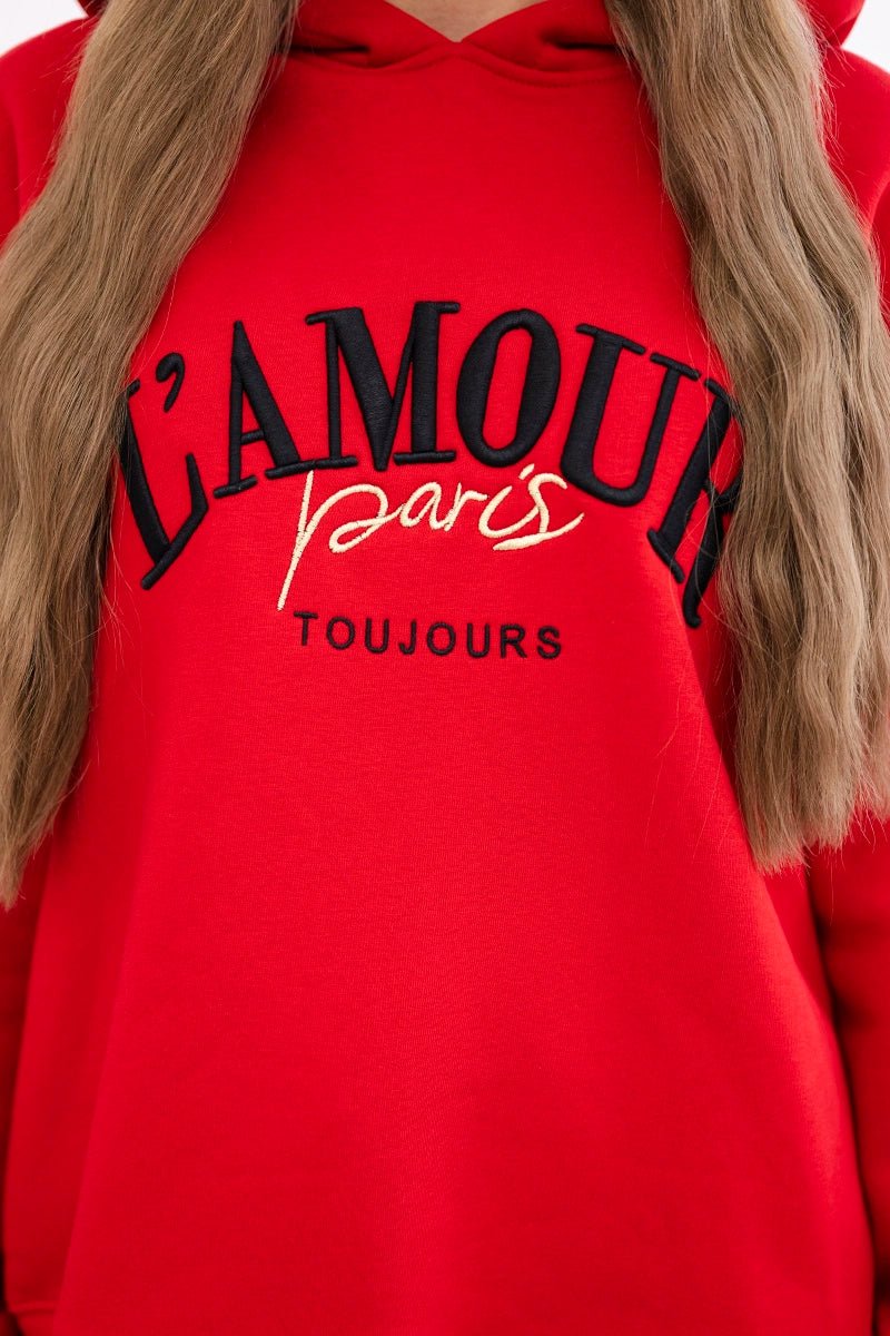 Set L'Amour hoodie and pants 9611 / – Red цвет / color | Lexline Fashion