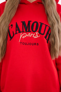Set L'Amour hoodie and pants 9611 / – Red цвет / color | Lexline Fashion